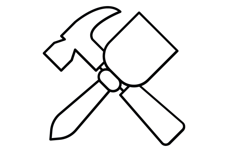 Grafik eines gekreuzten Hammers und Schraubendrehers