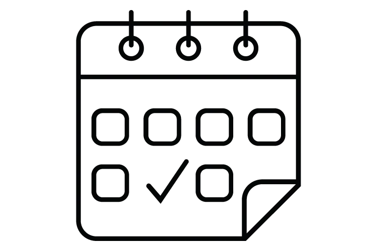 Kalender-Symbol mit Häkchen in einem Feld