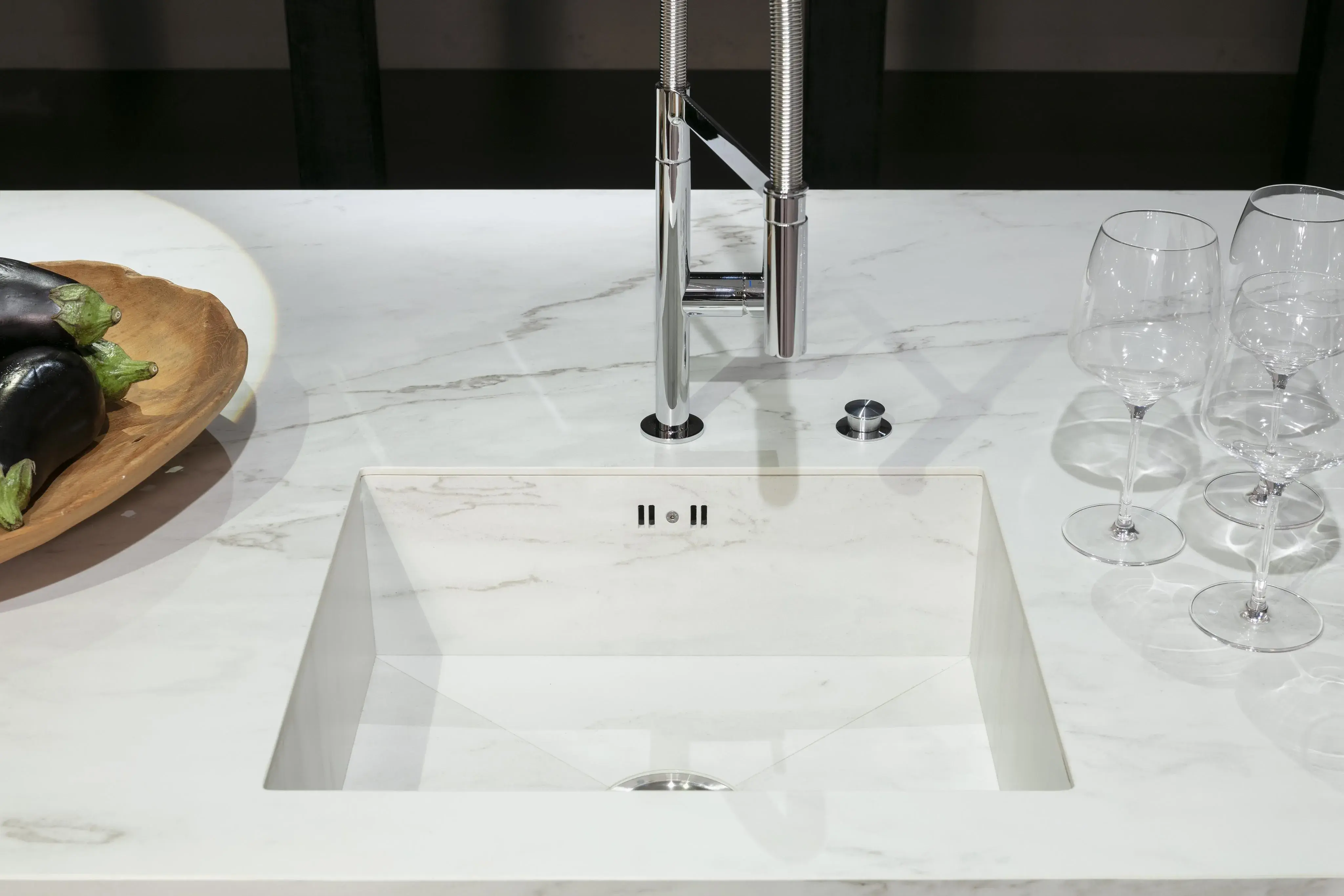 Keramikspüle Arbeitsplatte Marmordekor